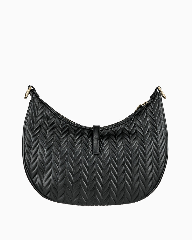 Back view of black Fania Re Hobo Bag by Valentino with smooth faux leather finish