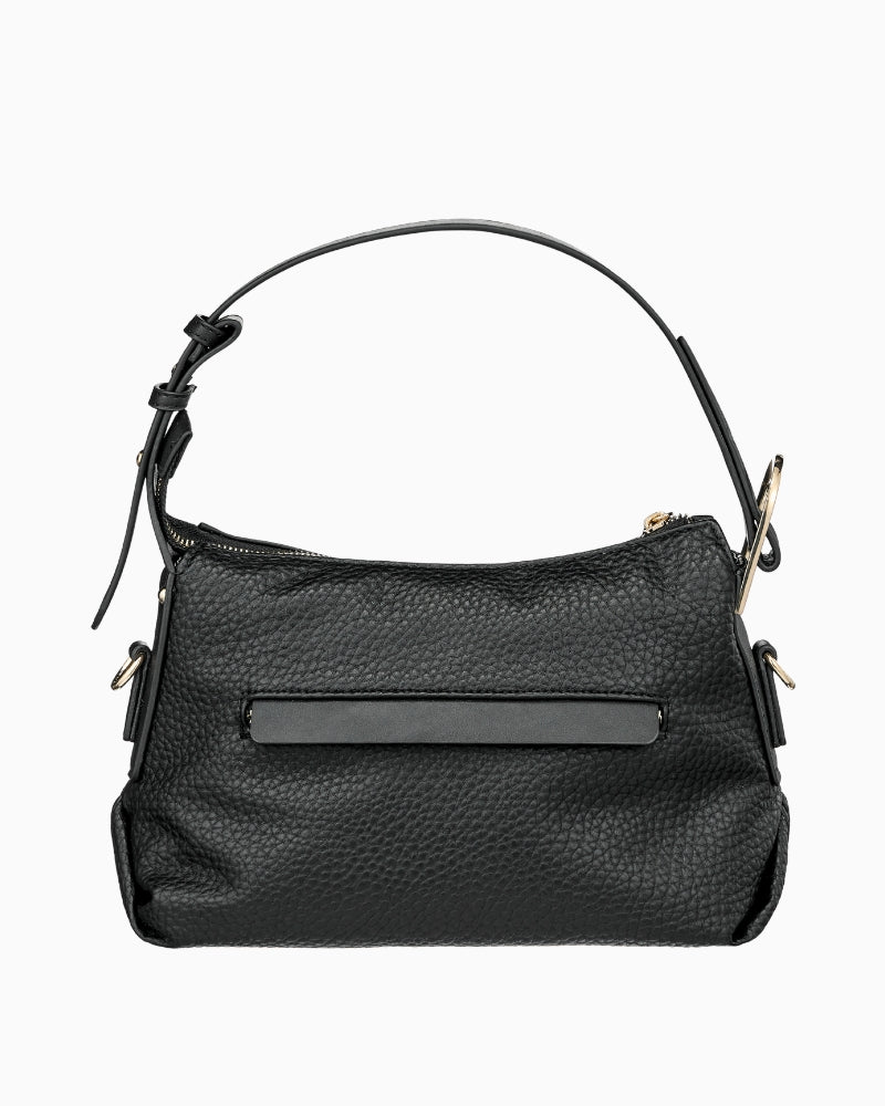 Black Valentino Farrah RE bag with curved top shape and adjustable short strap – back view