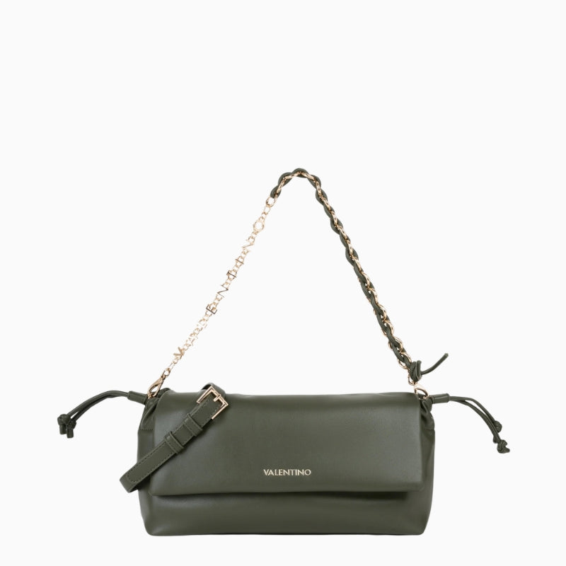 Valentino Robby Flap Bag in dark green front view