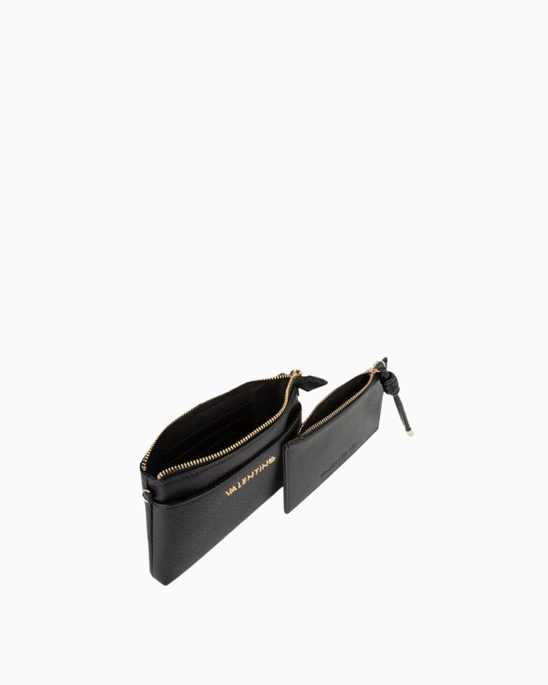 Valentino Saphire ZA Wallet in Black zip detail