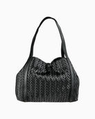 Back view of Valentino Fania tote bag in black with clean finish and slouchy structure