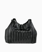 Back view of Valentino Fania tote bag in black with clean finish and slouchy structure