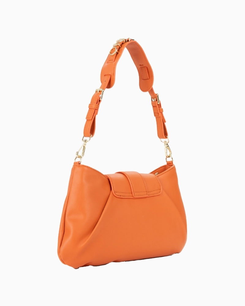 Valentino orange shoulder bag back view with adjustable strap