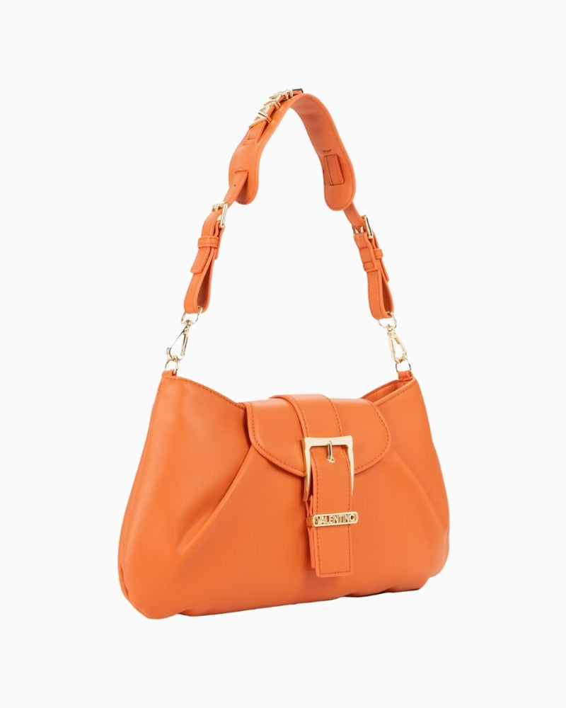 Valentino orange shoulder bag side view with adjustable strap