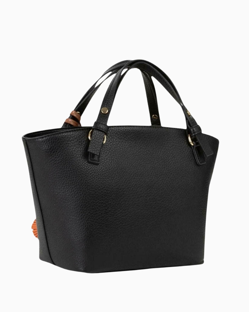Valentino structured black handbag back view with top handles