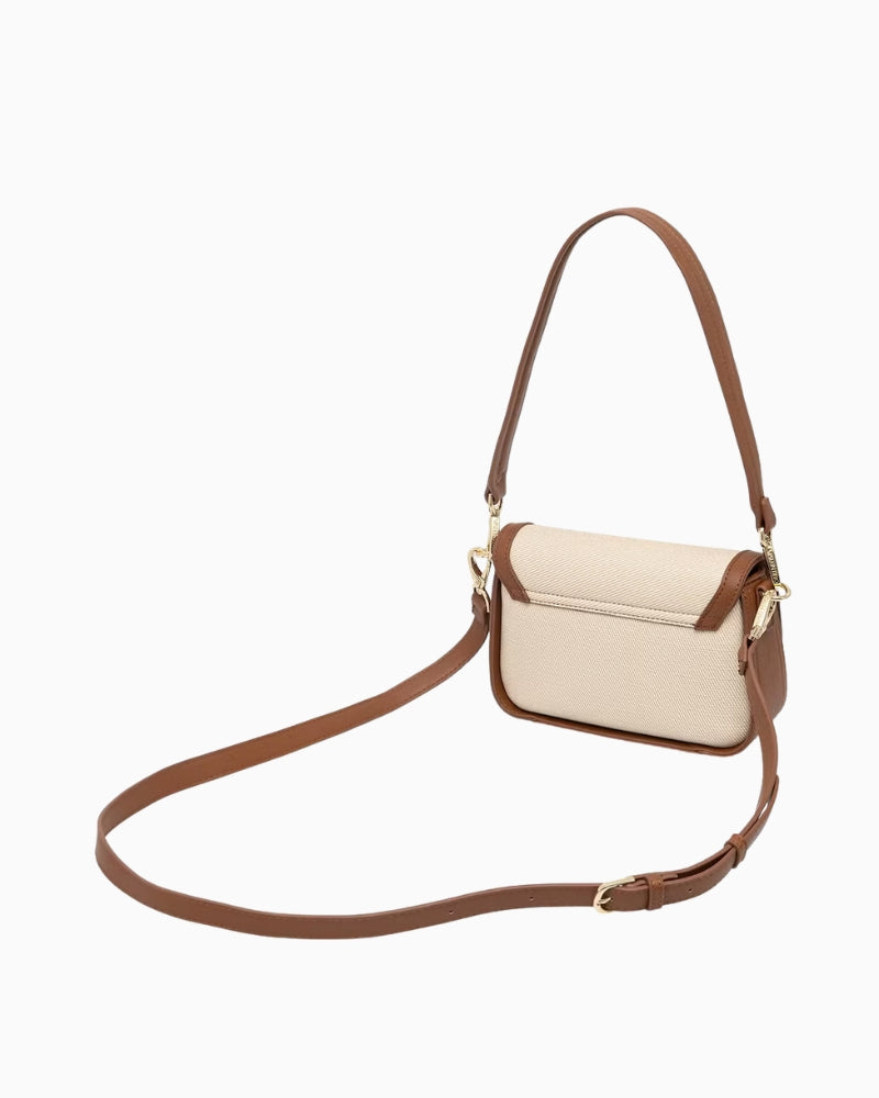 Valentino structured flap bag natural back view