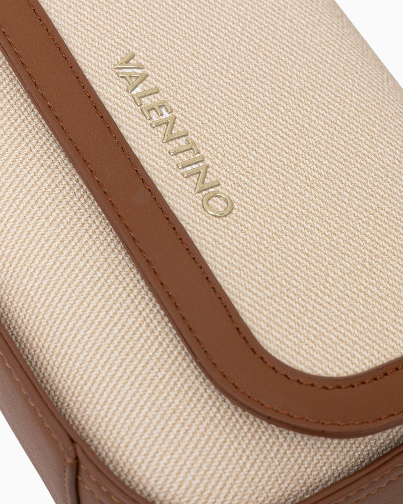 Valentino structured flap shoulder bag natural front view