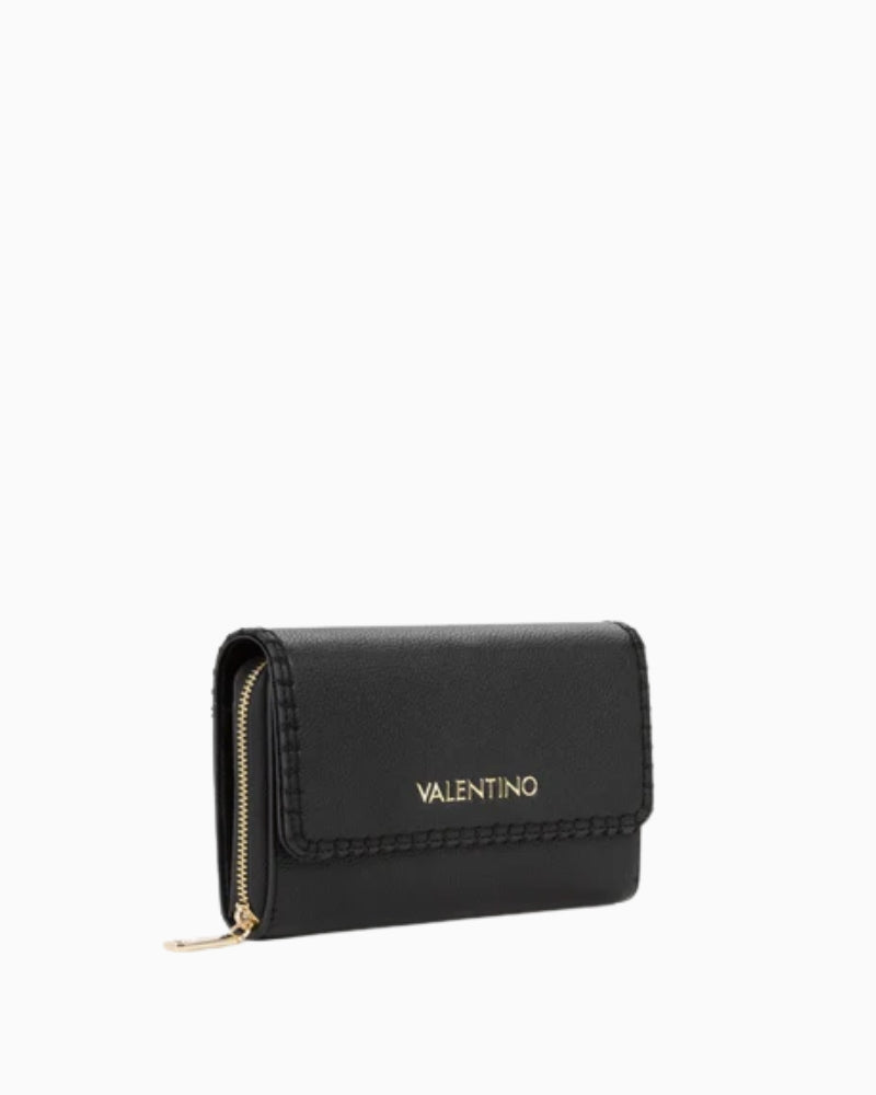Valentino wallet black side view with structured shape