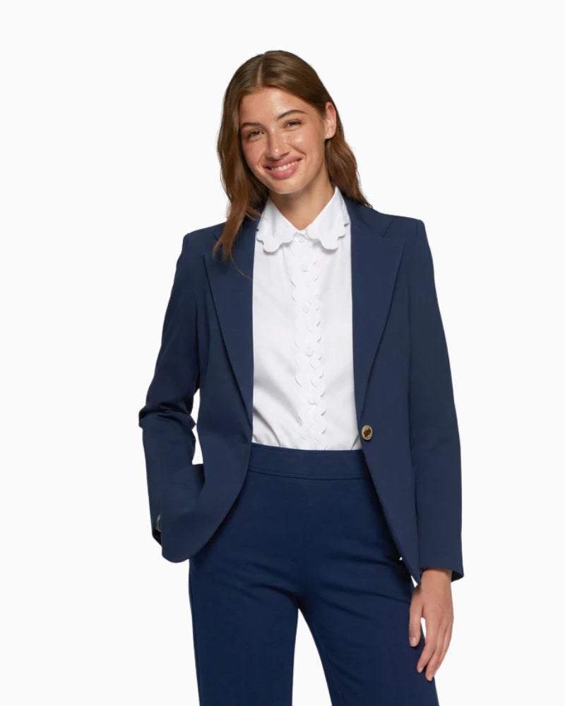 Vilagallo navy blue jacket front view – Áines Boutique