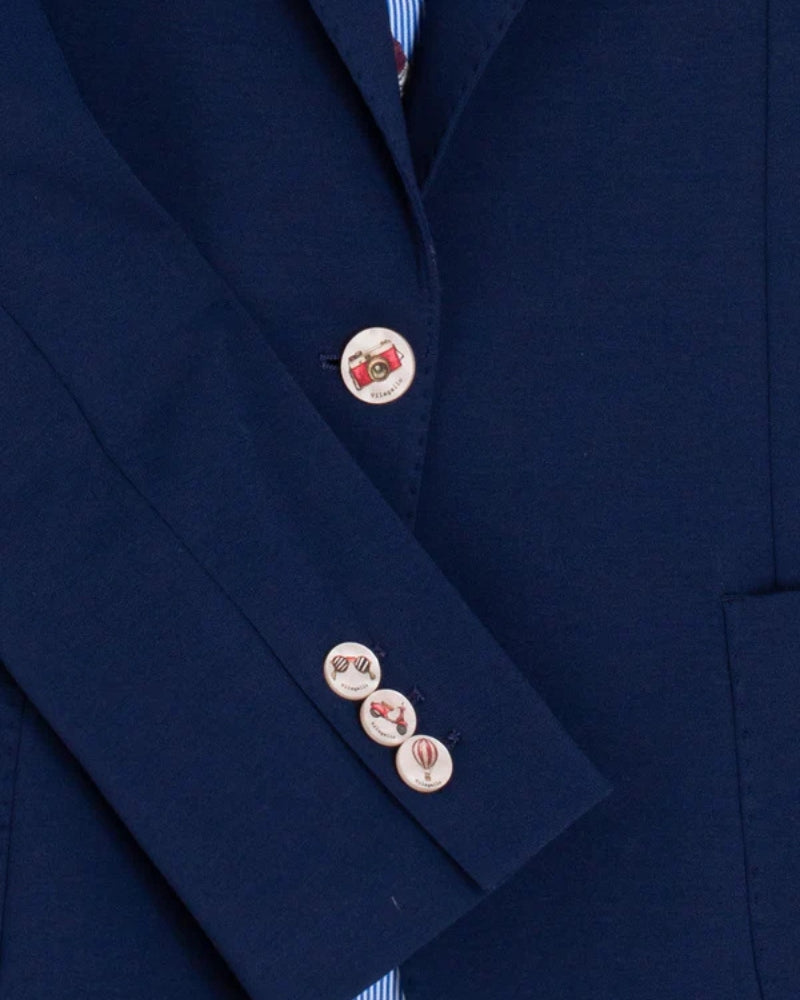 Vilagallo navy blue jacket button detail – Áines Boutique