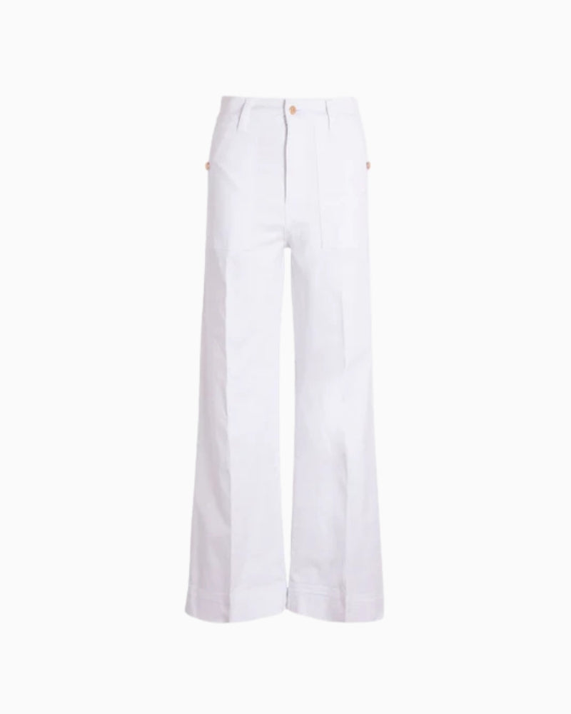 Vilagallo wide leg jeans white front view white background – Áines Boutique