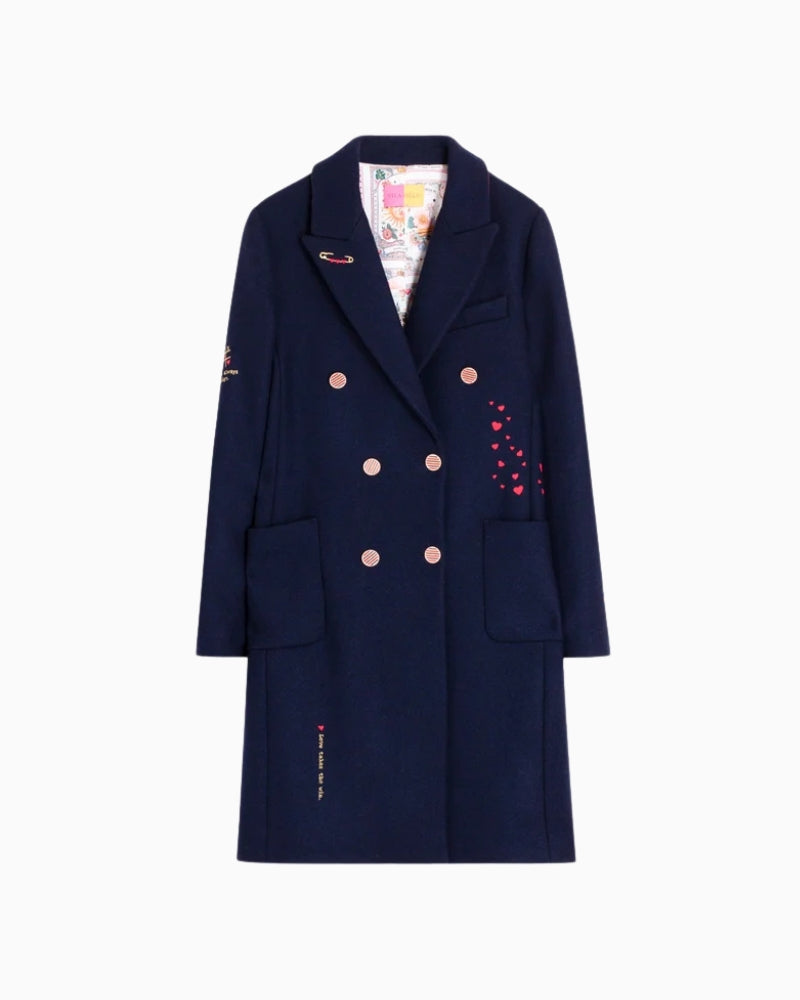 Vilagallo Abloretta Coat in Navy front view