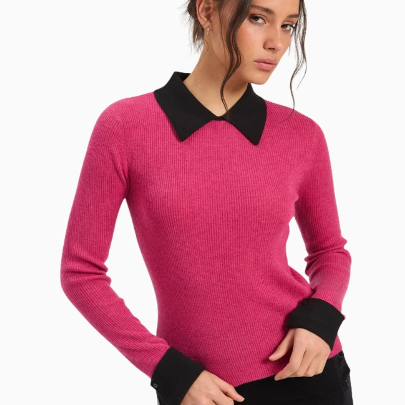 Vilagallo Canale Camisero Jumper in Pink front view