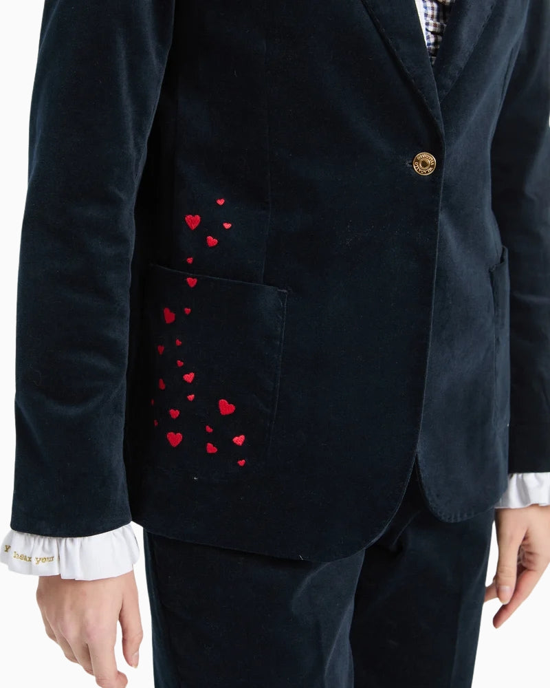 Vilagallo Chhillary Emb Blazer in Navy embroidery detail