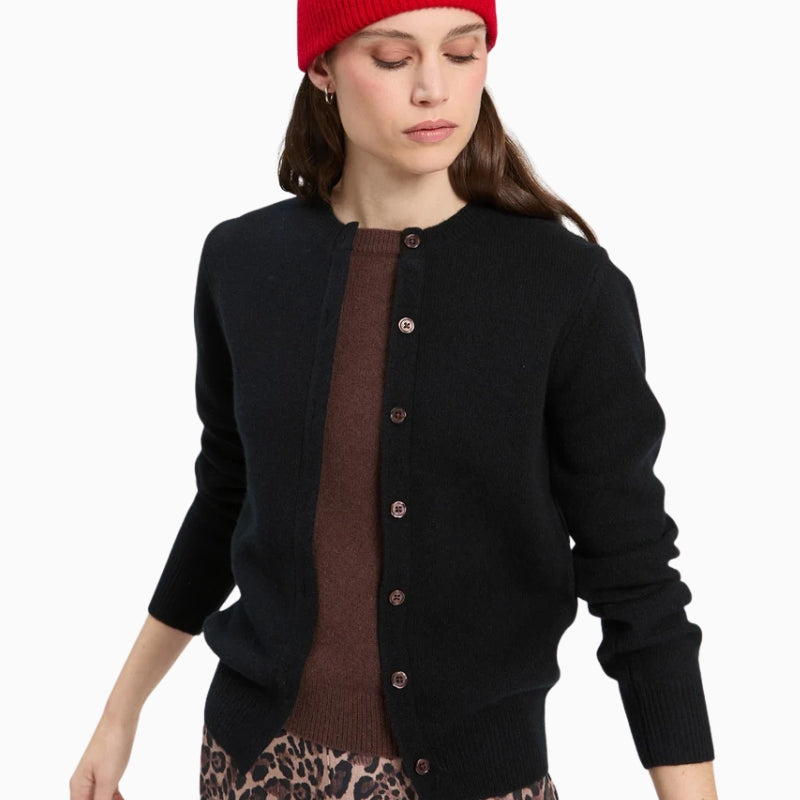 Vilagallo Layer Wool Jumper in Black/Brown front view