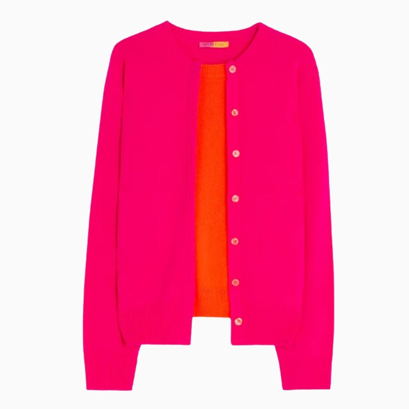 Vilagallo Layer Wool Jumper in Pink/Orange front view