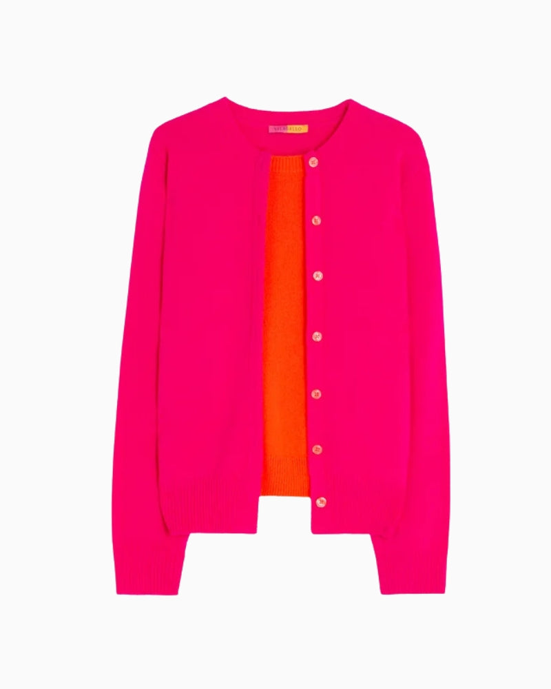 Vilagallo Layer Wool Jumper in Pink/Orange front view
