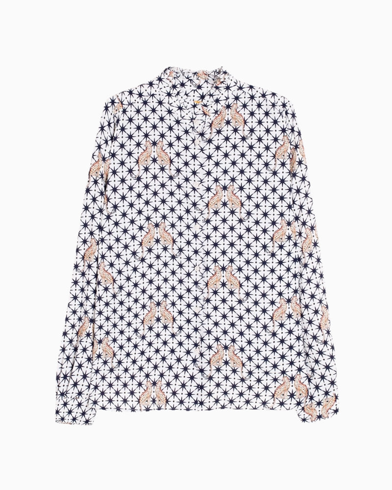 Straight-cut Vilagallo Andy shirt with buttoned cuffs and pattern