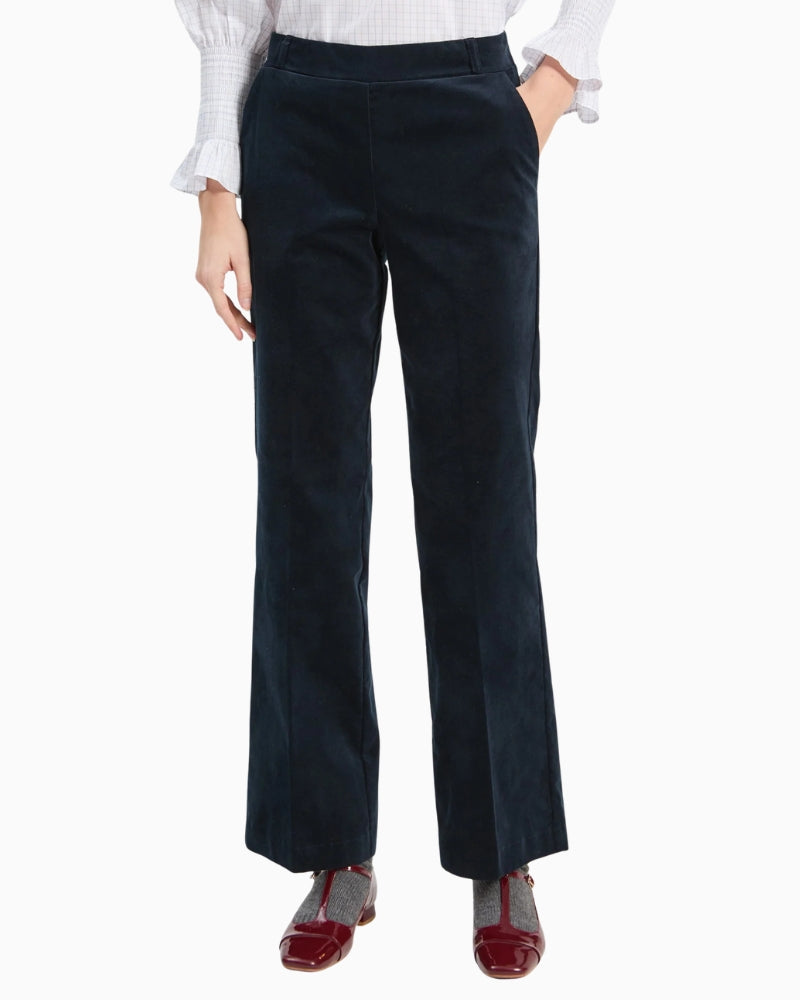 Vilagallo Martina Velvet Trousers in Navy front view