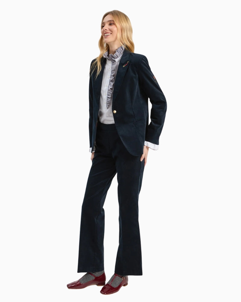 Vilagallo Martina Velvet Trousers in Navy styled view