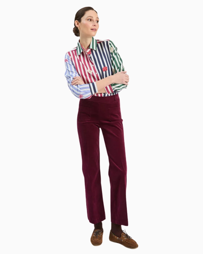 Vilagallo Multicoloured Striped Floral Shirt styled view