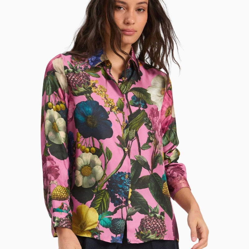 Vilagallo Pink Floral Blouse in Pink front view