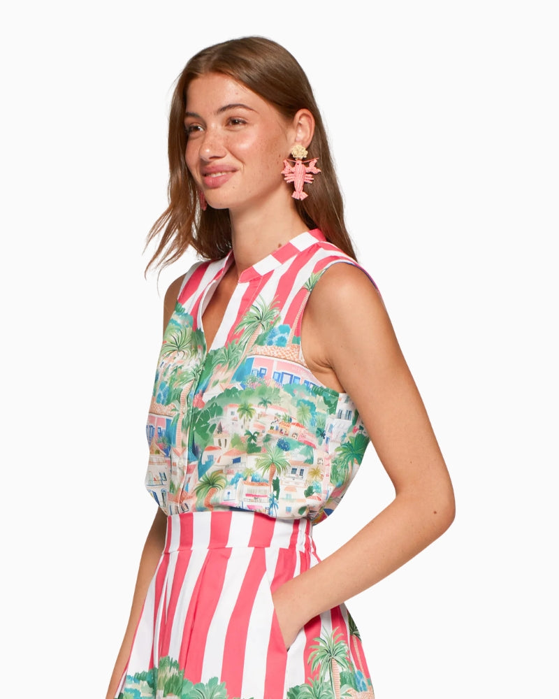 Vilagallo Portofino print blouse multicolour side view