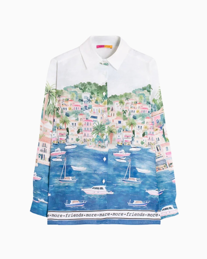 Vilagallo Puerto Banús shirt coastal print detail