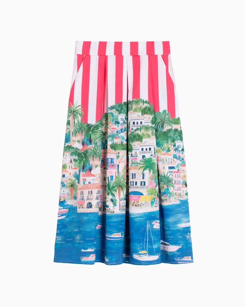 Vilagallo Puerto Banus print skirt multicolour front view