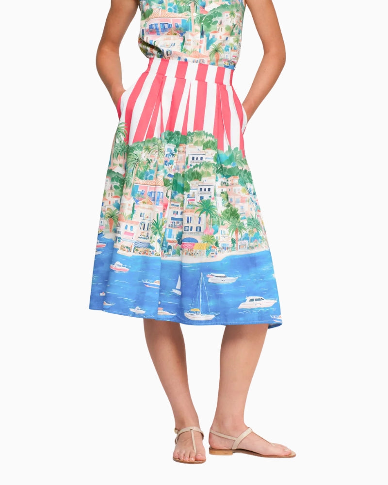 Vilagallo Puerto Banus print skirt multicolour front view