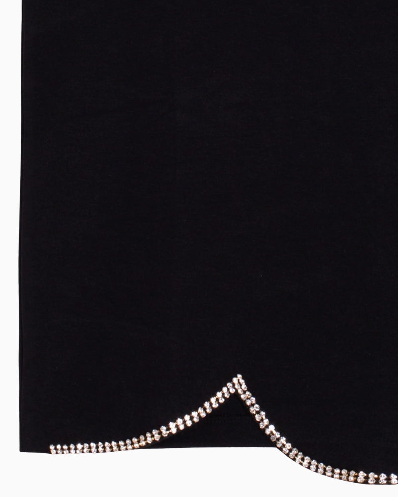 Vilagallo Scallop Edge Top black diamante trim detail