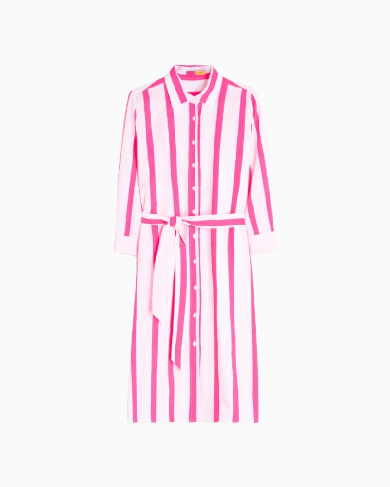 Vilagallo fuchsia striped shirt dress front view
