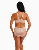 Back view of racerback bra with microthin spacer lining for smoothing effect