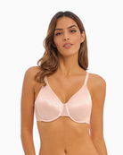 Front view of Wacoal Back Appeal underwire bra in Rose Dust with full coverage cups