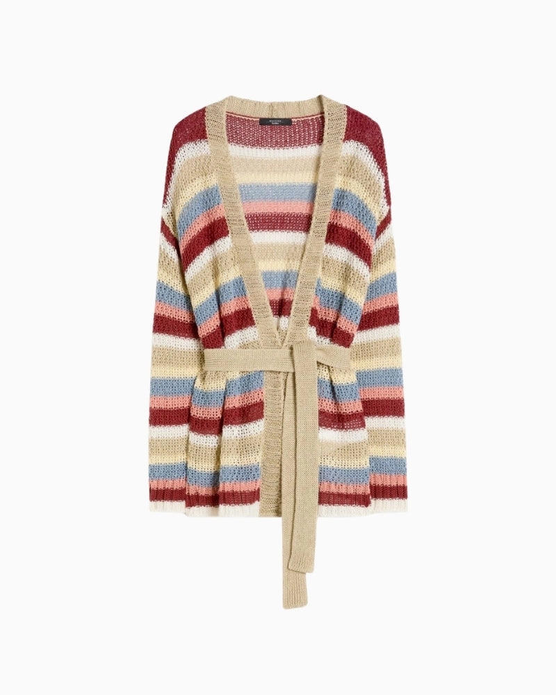 Weekend Max Mara Bonito linen cardigan cherry front view white background – Áines Boutique