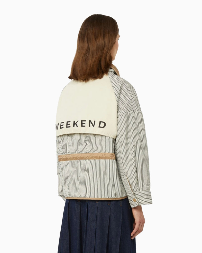 Weekend Max Mara Smalto reversible jacket hazelnut back view woman wearing – Áines Boutique