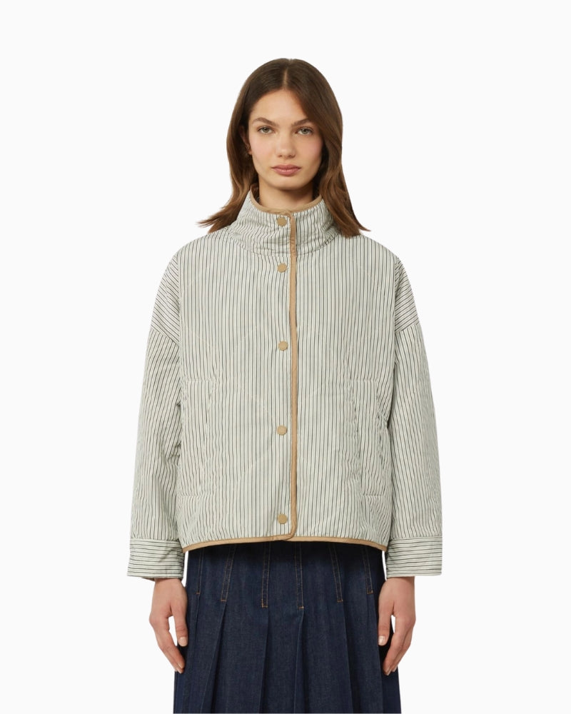 Weekend Max Mara Smalto reversible jacket hazelnut front view woman wearing – Áines Boutique