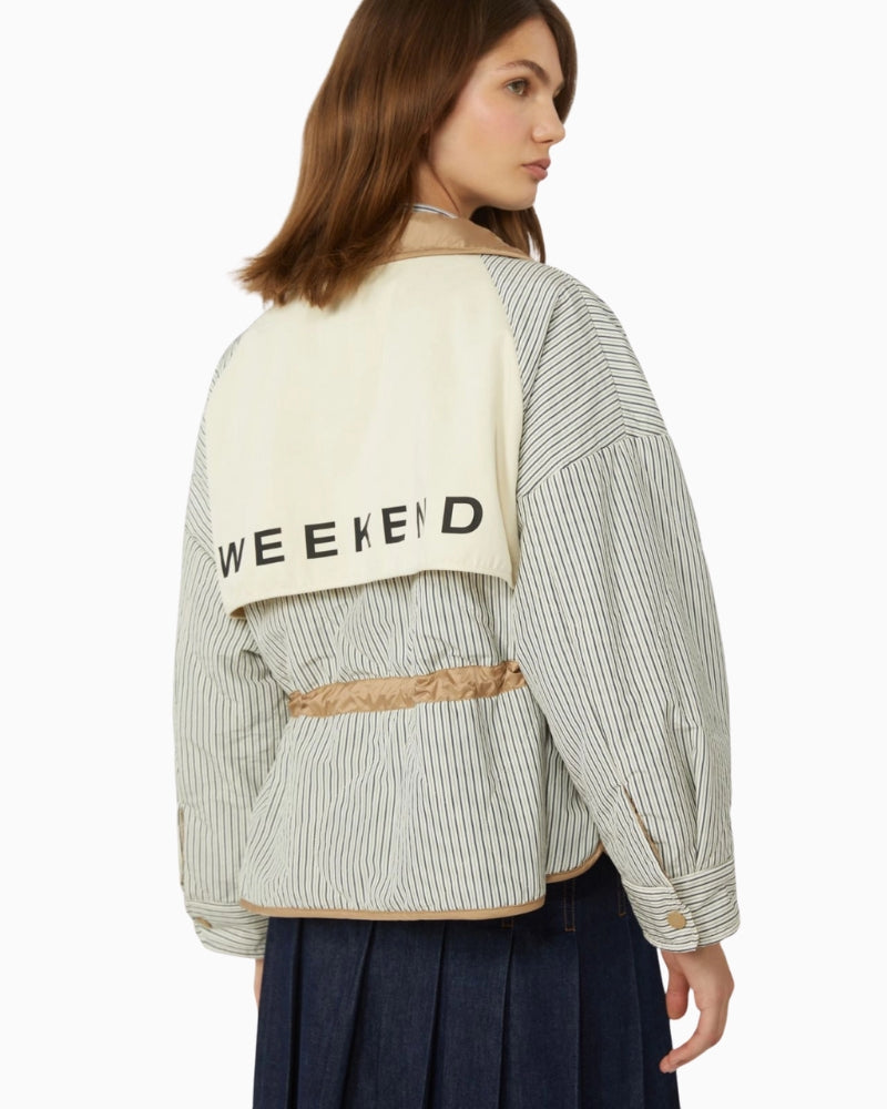 Weekend Max Mara Smalto reversible jacket hazelnut side view adjustable waist – Áines Boutique