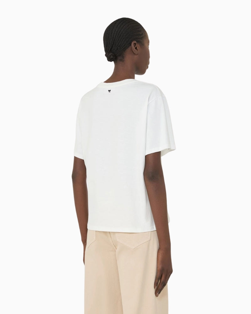 Weekend Max Mara Tenue t-shirt white back view butterfly logo detail – Áines Boutique