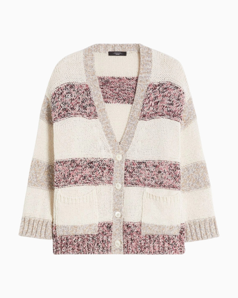 Weekend Max Mara Tritone cardigan sand product view on white background – Áines Boutique