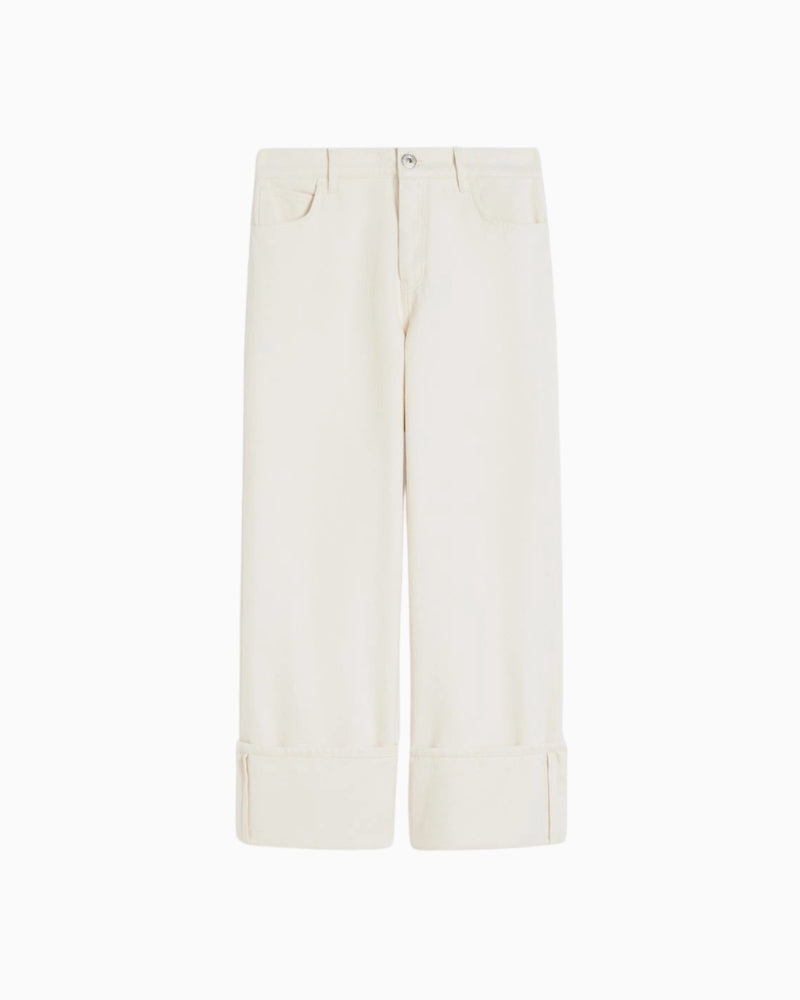 Weekend cotton straight leg trousers, flat lay front view – Áines Boutique