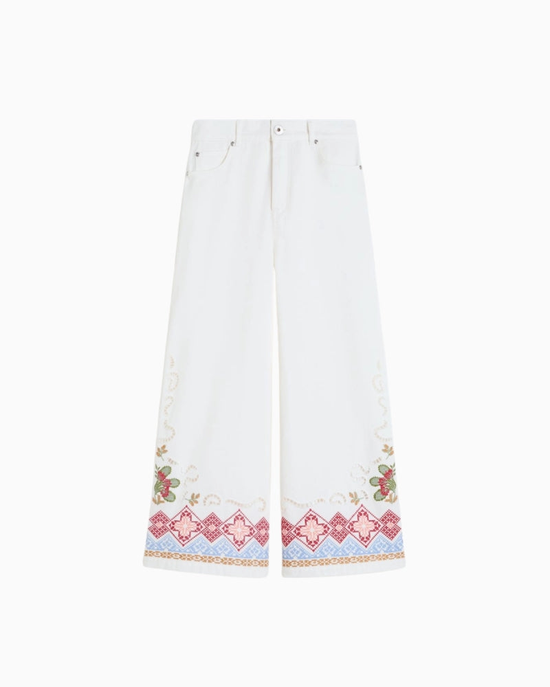 Weekend Max Mara Adunco white trousers flat lay front view – Áines Boutique