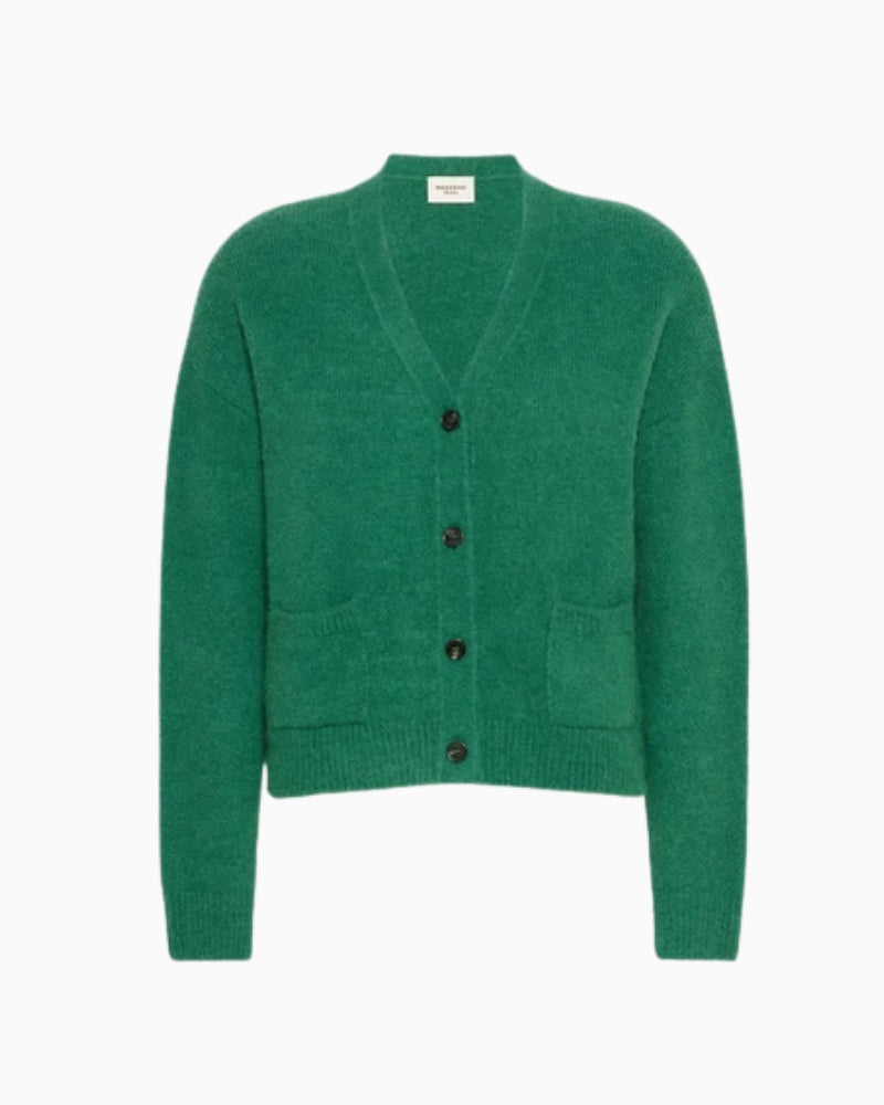 Weekend Max Mara Alpaca and Cotton Yarn Cardigan in Green rib-knit detail