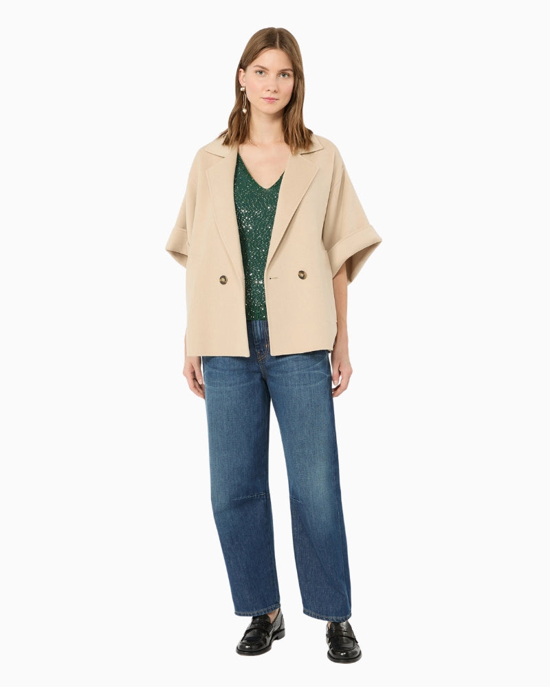 Weekend Max Mara Barrel-Leg Denim Jeans in Dark Denim pocket detail