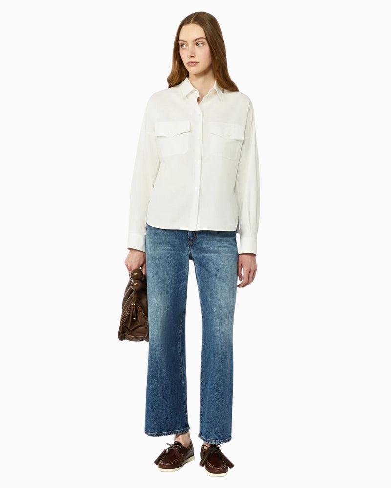Weekend Max Mara cotton Oxford shirt white, styled with jeans – Áines Boutique