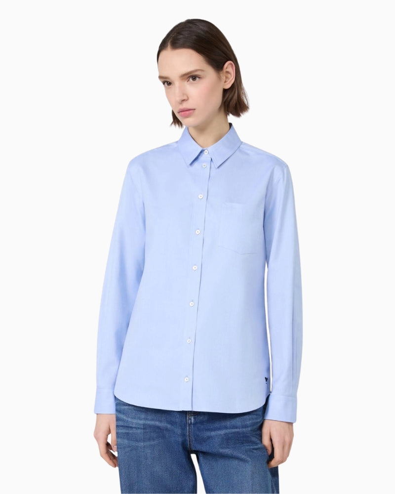 Weekend Max Mara Cotton Oxford Shirt in Light Blue front view