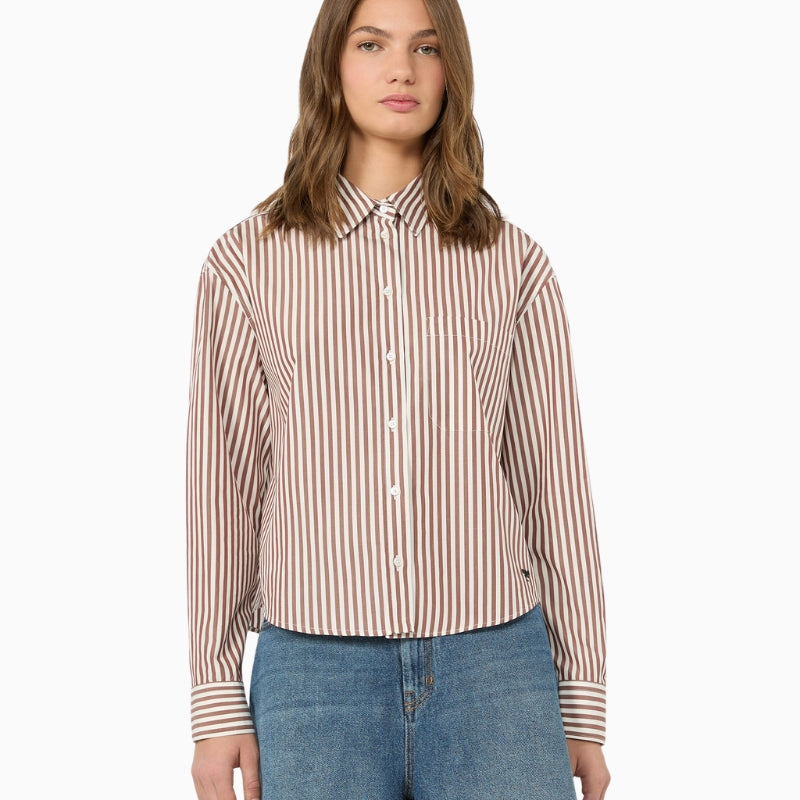 Weekend Max Mara Cotton Poplin Shirt in Light Brown front view