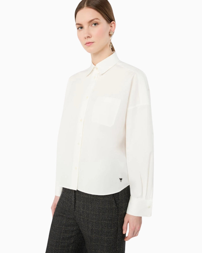Weekend Max Mara Cotton Poplin Shirt in White chest pocket detail