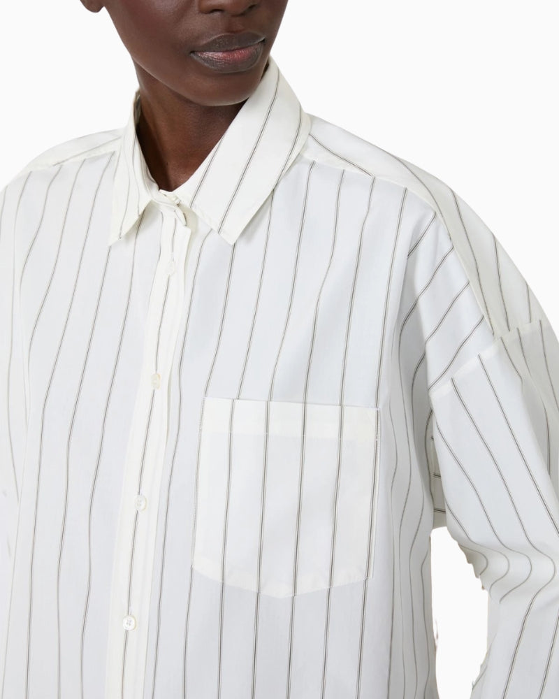 Weekend Max Mara Cotton Shirt with Contrasting Back in Cream collar detail