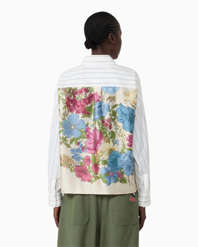 Weekend Max Mara Cotton Shirt with Contrasting Back in Cream printed back detail